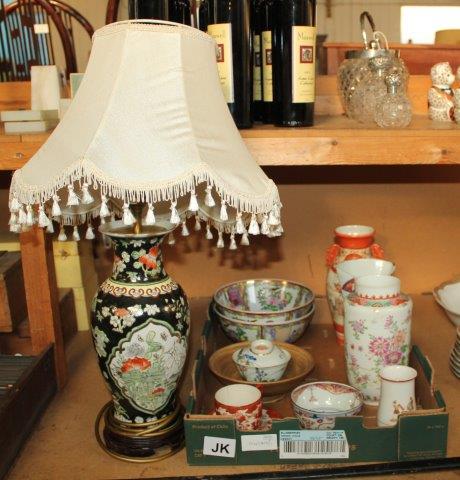 Oriental table lamp & mixed Oriental wares